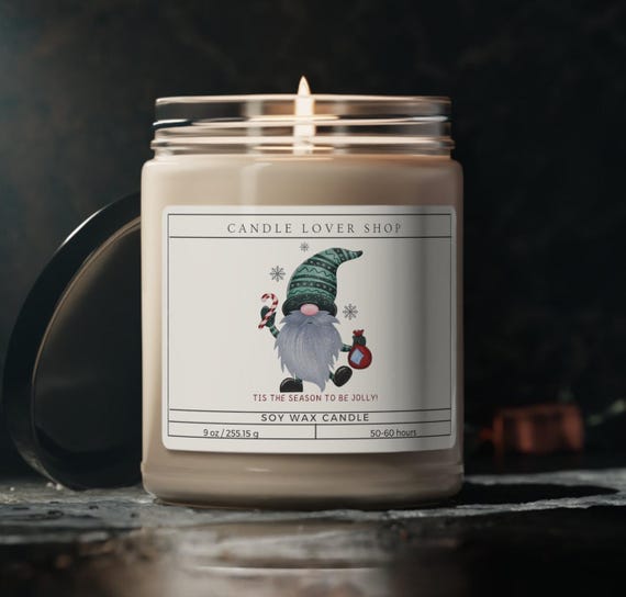 Scented Soy Candle 9oz/Christmas candle gift/Christmas candle gnome/Christmas gift/white elephant candle/christmas gift/Christmas decor