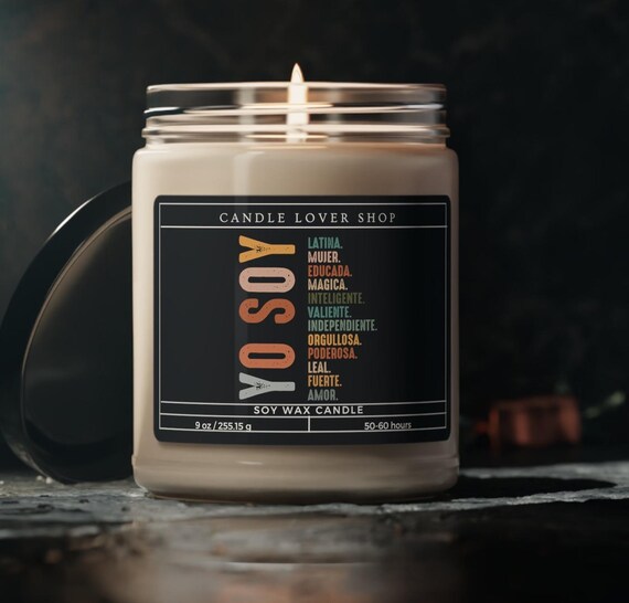 Soy Candle, Yo Soy Latina Natural Scented Soy Candle, 9oz Burning time 50-60 hours