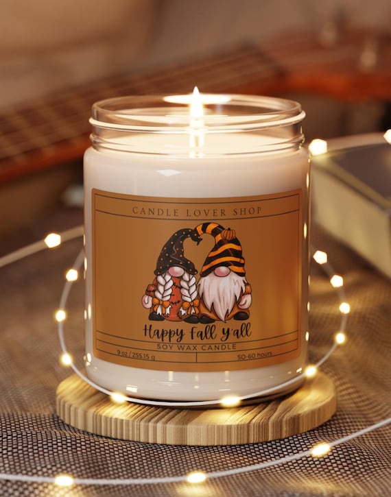 Gnome candle/Happy fall candle/Thanksgiving candle/house warming gift/Scented Soy Candle, 9oz
