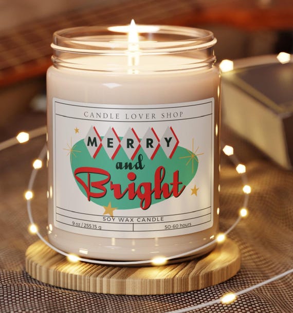Merry and Bright Candle/Christmas Decor/Christmas Candle/Christmas Gift/Scented Soy Candle, 9oz