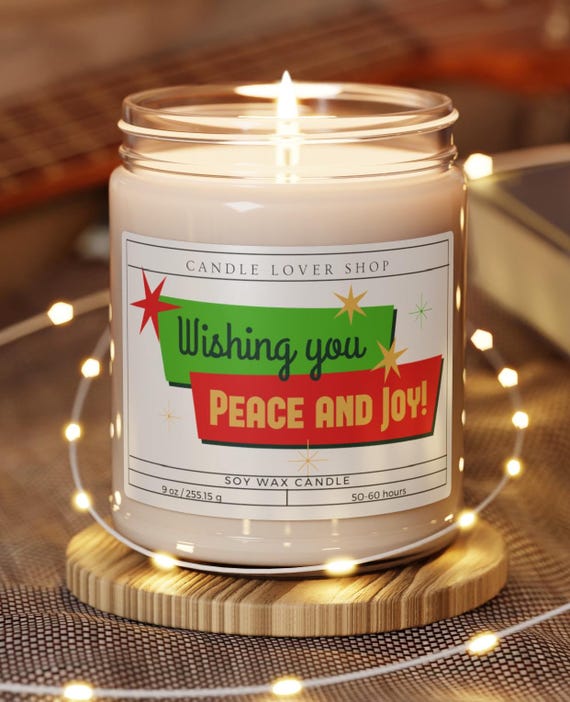 Christmas Wishing you peace and joy Natural Scented Soy Candle, 9oz