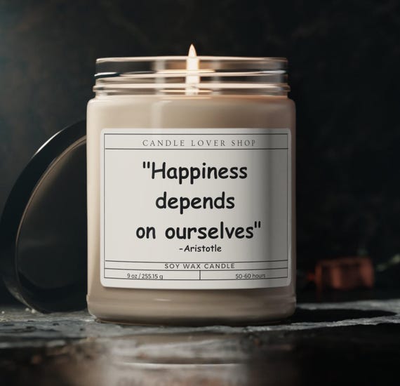Happiness depends on ourselves candle motivational gift candle encouragement gift Scented Soy Candle, 9oz