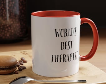 World's Best Therapist Coffee Mug - Gift for Therapists, Inspirational Drinkware, Black Accent Mug for Self-Care, Funny Office Mug