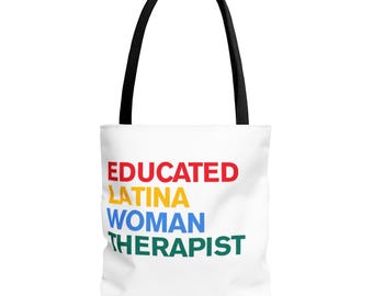 Empowering Latina Therapist Tote Bag: Vibrant Colorful Design