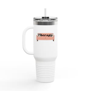 Therapy Couch Insulated Travel Mug | 40oz Coffee Tumbler for On-the-Go | Perfect Gift for Therapists, Friends, Self-Care Lovers, Birthdays,