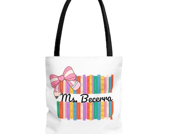Personalized Book Lover Tote Bag: Teacher Librarian Gift