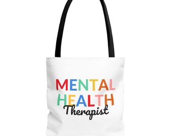 Mental Health Therapist Tote Bag: Durable Polyester, Colorful Design