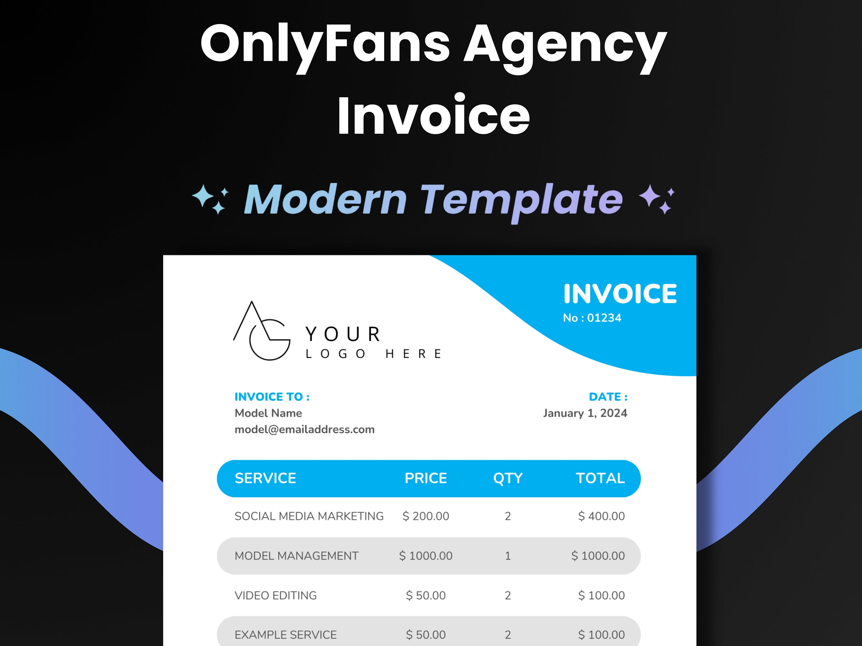 Onlyfans Agency Invoice | Bill Onlyfans Models With This Customizable