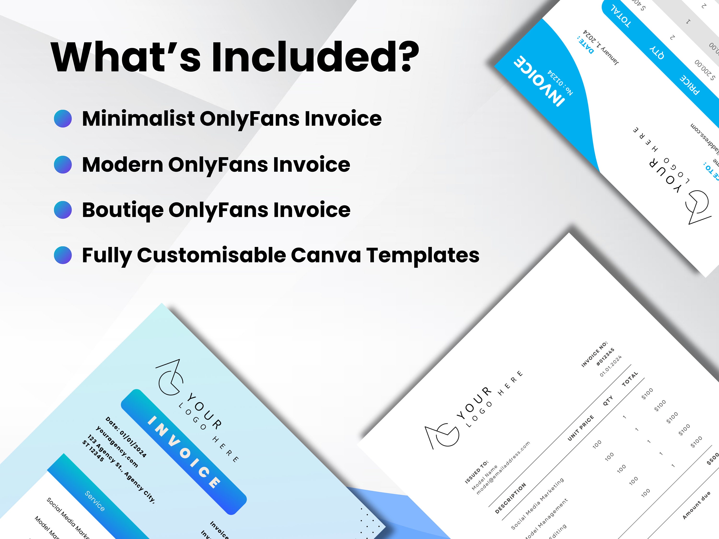 Onlyfans Agency Invoice Bundle | Bill Onlyfans Models With These