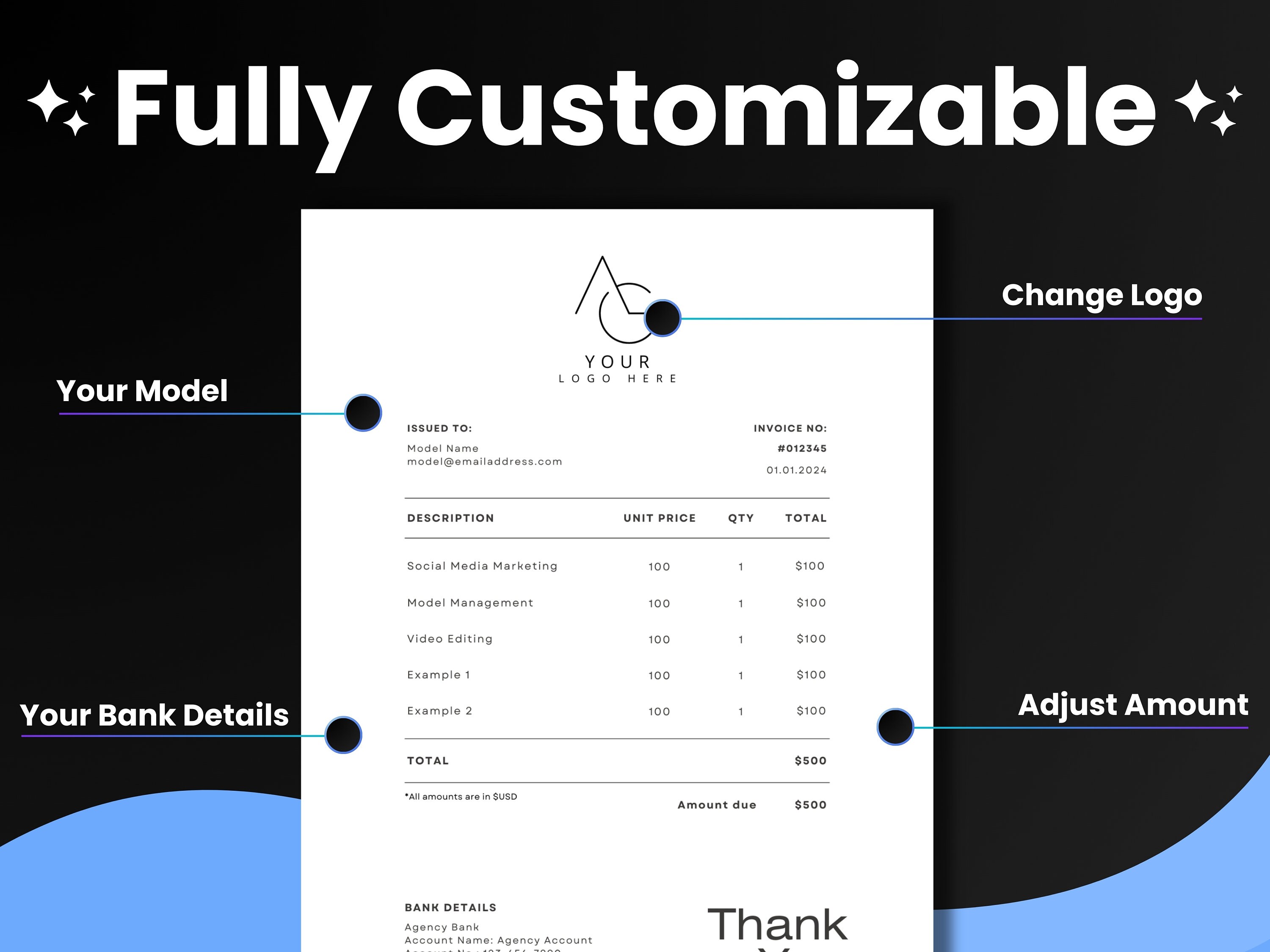 Onlyfans Agency Invoice | Bill Onlyfans Models With This Customizable