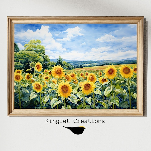 Vibrant Sunflower Wall Decor, Artful Nature-Inspired, Large Canvas Prints, Printable Sunflowers, Digital Download, Sunflower Lover Gift