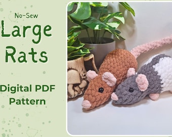 Rat (Large) No-Sew Amigurumi Digital PDF Crochet Pattern