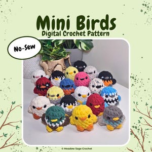Mini Birds No-Sew Amigurumi Digital Crochet Pattern