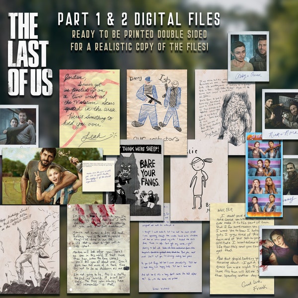 The Last of Us Part 1 & 2 DIGITAL FILE bundle of notes, photos and posters