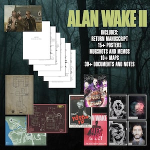 Alan Wake 2 dokument DIGITALT PAKET Manuskript, Poster, Mugshots
