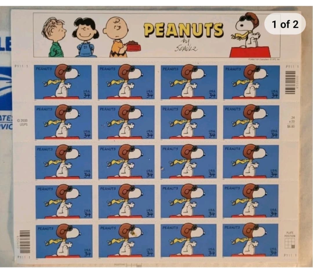 USPS Sheet Snoopy Peanuts 34 Cent Stamp Stamps Sheet New Etsy