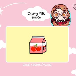 Cherry Milk Twitch Emote / Twitch / Emote / Streamer / Cute / Kawai