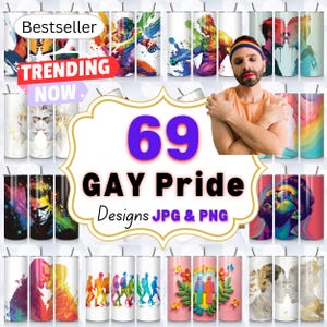 Gay Tumbler Wrap Bundle, LGBTQ+ Rainbow 20oz Skinny Tumbler Wraps for Sublimation, Gay Pride Tumblers,  lgbtq tumbler wraps for gift for him