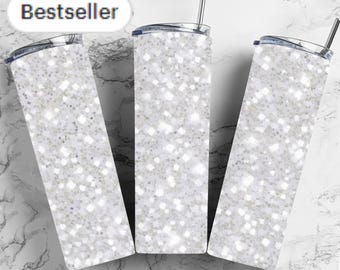 Shining Tumbler Wrap, White Sparkling Glitter Ombre Tumbler Wrap, Glitter Tumbler Design, Gems Sublimation, Crystal Tumbler Wraps Designs