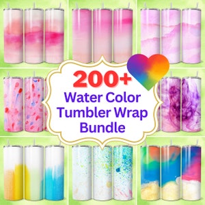 Watercolor Tumbler Wraps | Abstract Artistic Paint Tumbler PNG | 20oz Skinny Sublimation Wraps | Digital Tumbler Design Bundle | 300 dpi png