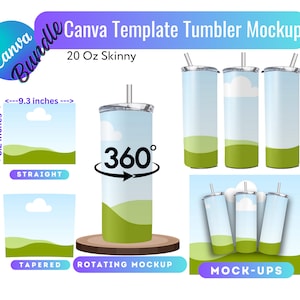 Customizable Tumbler Canva Template Bundle Tumbler Mockup Rotating Tumbler Mockup Canva Editable Add Photo Mockup Background 20oz Skinny