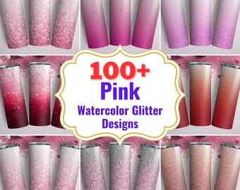 Watercolor Glitter Tumbler Wrap Bundle: 20oz Skinny Tumbler Designs (PNG Digital Download)