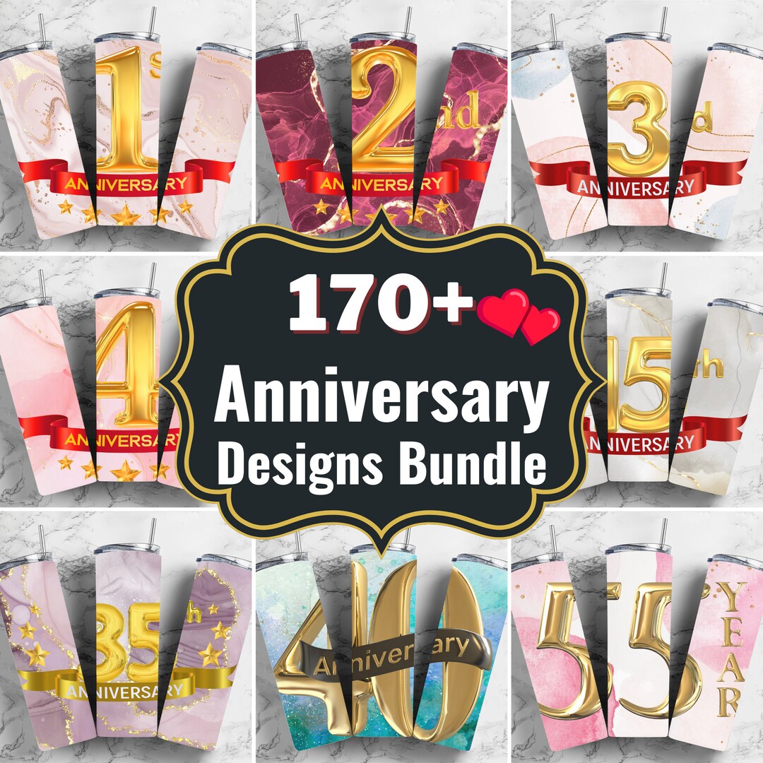 Floral Anniversary Tumbler Wrap: Gold Foil Design (20oz Skinny PNG ...