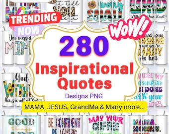 Inspirational Quotes Tumbler Wrap Bundle: Mom, Grandma, Jesus (PNG Digital Download)