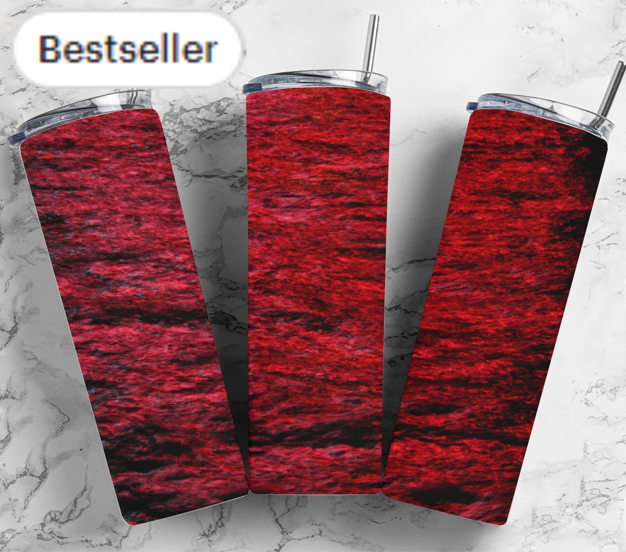 Sea Wave Tumbler Wrap Designs, Red Watercolor 9.2 x 8.3” Straight Tapered Skinny Tumbler Wraps Aesthetic Luxury Abstract Pattern Sublimation
