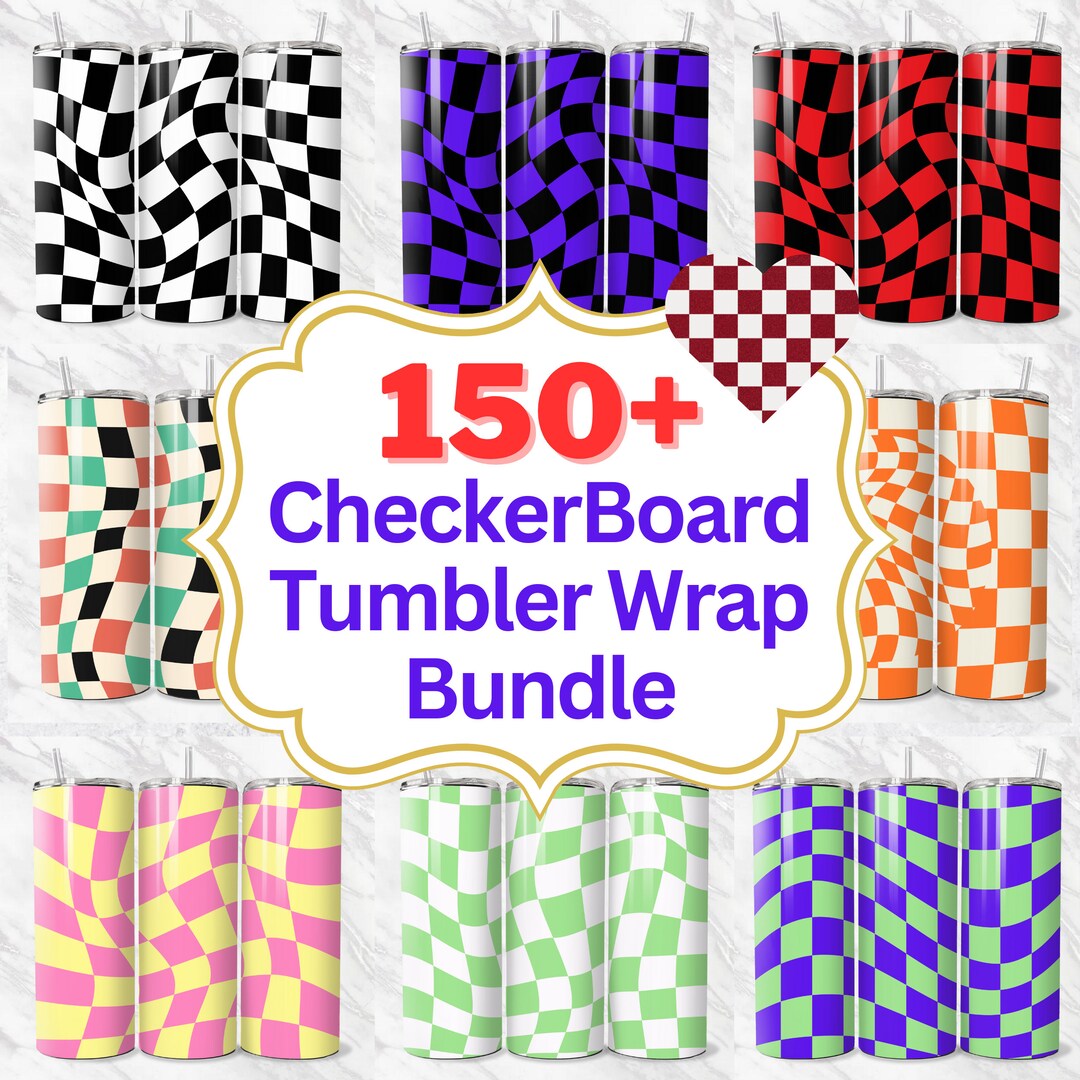 Checkerboard Tumbler Wrap Bundle: 20oz Skinny Sublimation Designs ...