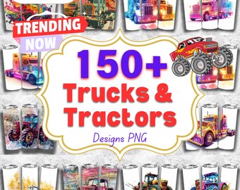 Trucks and Tractors Tumbler Wrap Designs: Vintage Car Sublimation (Digital Download)