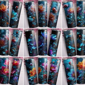 chic floral tumbler, floral print tumbler, modern botanical tumbler, floral art tumbler, fashion floral tumbler, floral design PNG, stylish floral tumbler.