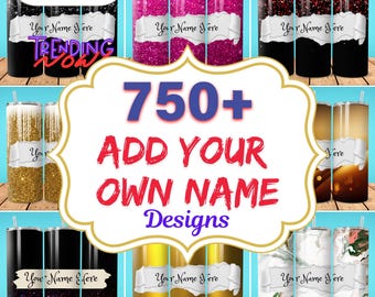 Boho Floral Glitter Tumbler Wrap: Custom Name 20oz Skinny PNG (Digital Download)
