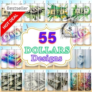 Envoltório de copo de design de dólar de luxo, envoltório de sublimação de dinheiro de 20 onças, copo com tema de dinheiro, design de copo com estampa de dólar, download digital PNG