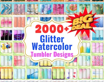 Glitter Watercolor Tumbler Wrap Designs: 20oz Skinny Sublimation (Digital Download)