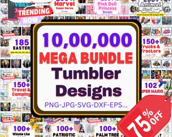Mega Tumbler Wrap Designs Bundle | Floral, Sports, Cartoons (png, svg, dxf, eps)