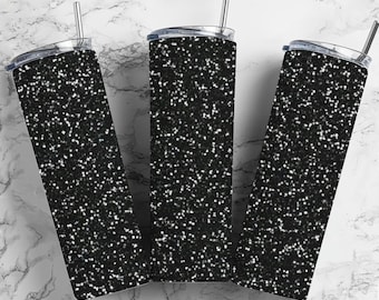 Night Sky Stars Black Glitter Tumbler Wrap, Black Ombre 20oz Tumbler Wrap sublimation, Glitter Tumbler Design, Gems Sublimation, Tumbler PNG
