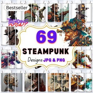 Steampunk Tumbler Wrap Bundle: 20oz Skinny Tumbler Designs (Digital Download)