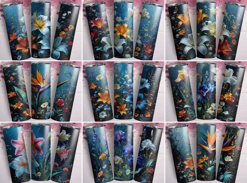 fall floral tumbler, romantic floral tumbler, vintage black floral tumbler, artistic floral tumbler, fantasy floral tumbler, subtle floral tumbler, gold accents tumbler, dark garden tumbler, night floral tumbler, mysterious flowers tumbler,