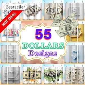 100 Dollar Tumbler Wraps, Money Design Sublimation, 20oz Skinny Tumbler Png, Dollar Bill Theme Wraps, Funny Cash Tumbler, Digital Download