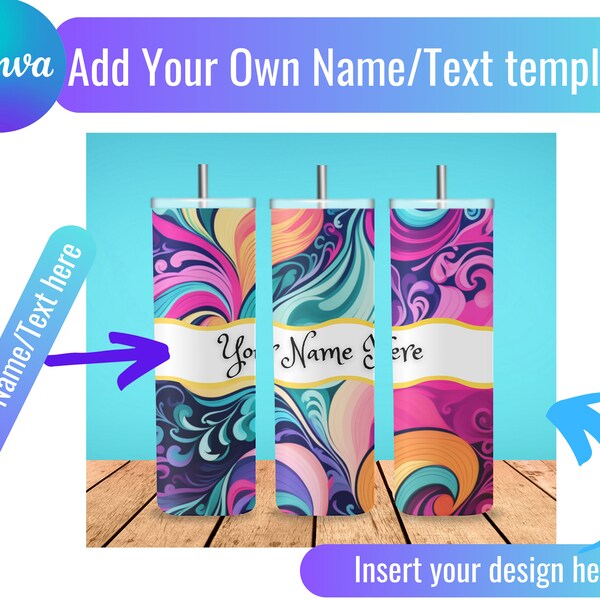 Add your own text floral tumbler wrap 20oz skinny Tumbler sublimation designs customizable tumbler designs colorful flowers png download