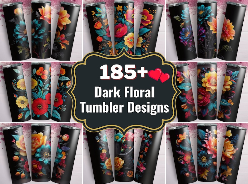 dark floral tumbler wrap, floral tumbler wrap, black floral tumbler, elegant tumbler wrap, gothic floral tumbler, luxury tumbler wrap, vintage floral tumbler, black tumbler wrap, flower tumbler wrap, shiny floral tumbler, dark aesthetic tumbler,