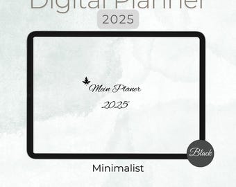 Digital Planner German 2025 Black / Calendar iPad /Tablet / Goodnotes