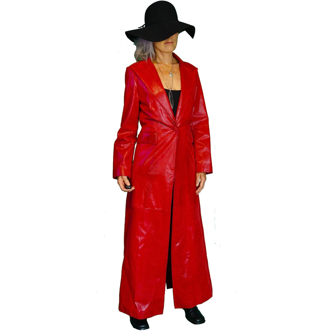 Red Python Print Pelle Studios Leather Duster - Etsy
