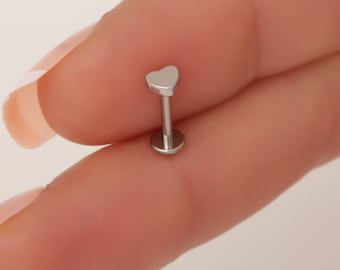 20G/18G/16G Titanium Gold Heart Stud Earrings, Hypoallergenic