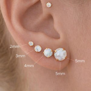 23G Titanium Opal Labret Stud, Threadless Flat Back Earring, 2mm - 5mm push pin minimalist tragus, helix, cartilage, nose stud earring set