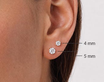 CZ Threadless Flat Back Earring, Implant Grade Titanium Push Pin Labret Stud 16G 18G 20G, Helix Tragus Conch Cartilage Nose, Gold Silver