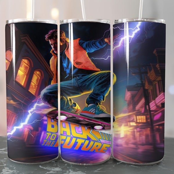 Back to the Future Custom Digital Art for Catchy  Retro Drink Tumbler 20oz Sublimation