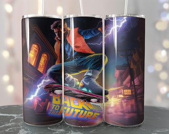Back to the Future Custom Digital Art for Catchy  Retro Drink Tumbler 20oz Sublimation