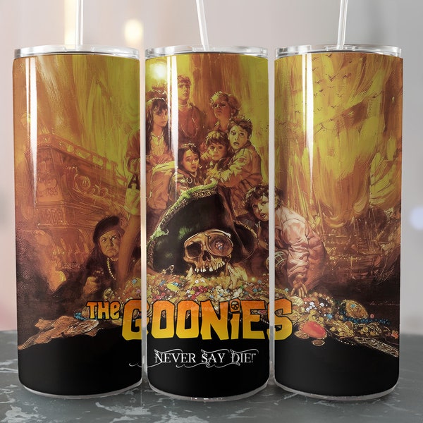 The Goonies Digital Art Download Drink Tumbler 20z Skinny Sublimation Wrap